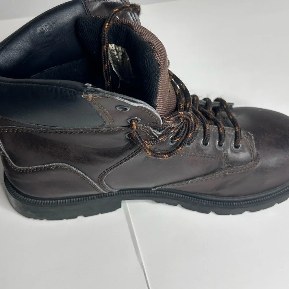 Men's Brahma Brown Leather Steel Toe Work Boots Size 9.5 Used